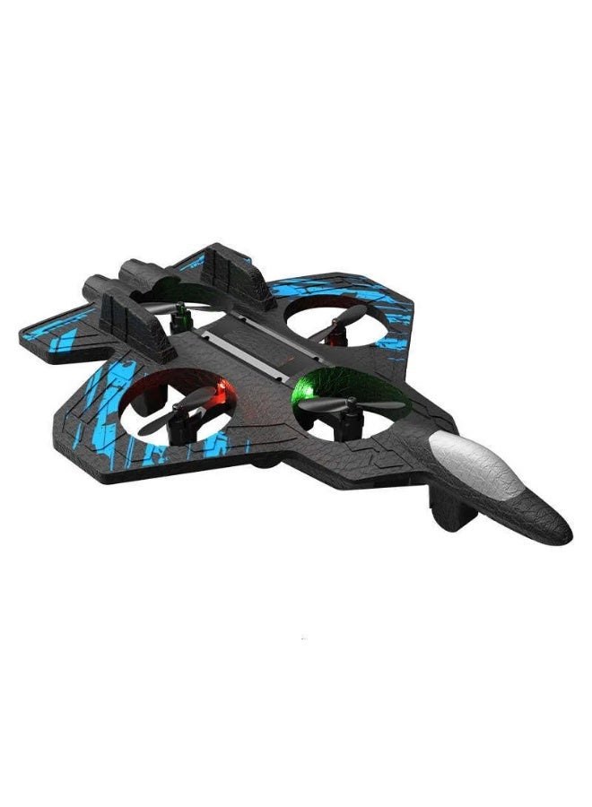 DealX H22 RC Fighter Plane Drone with 2.4GHz Remote Control | One-Key Takeoff & Landing, 360° Stunt Roll, LED Lights, Indoor & Outdoor Flying Toy - Image 1