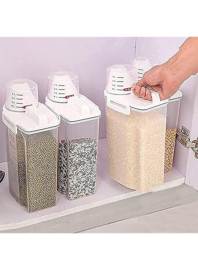 Premify & Dry Food Storage Containers With Measuring Cup Airtight Plastic Kitchen Storage Organizer Clear Food Storage Box For Flour Sugar Rice | Bpa Free Container With Locking Lids - Image 1