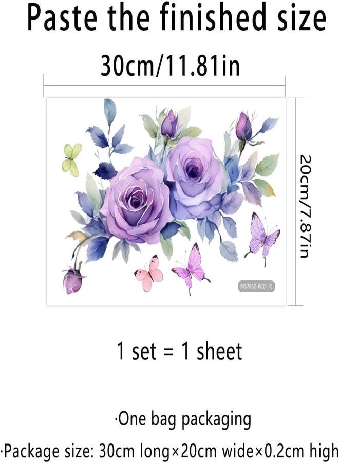 WaigN Purple Flowers Butterfly Toilet Seat Lid Stickers Self-Adhesive Bathroom Wall Sticker Toilet Seat Decals DIY Removable Waterproof Toilets Sticker for Bathroom Cistern Decor Decals, Decorations - Image 2