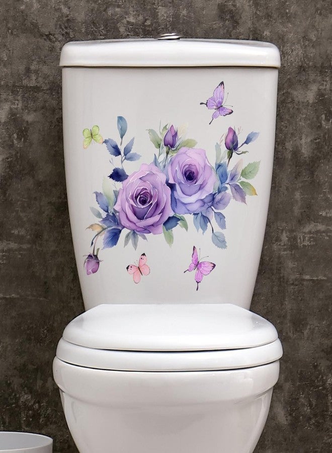 WaigN Purple Flowers Butterfly Toilet Seat Lid Stickers Self-Adhesive Bathroom Wall Sticker Toilet Seat Decals DIY Removable Waterproof Toilets Sticker for Bathroom Cistern Decor Decals, Decorations - Image 5