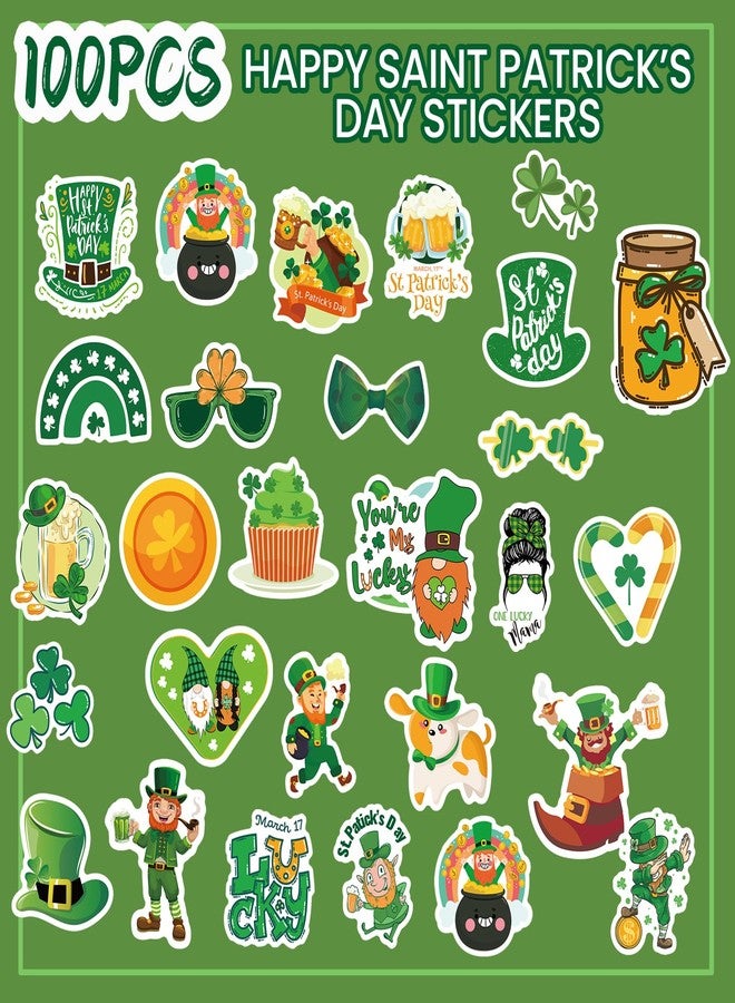 HiEnjoin 100PCS St Patricks Day Stickers, Shamrock Stickers for Kids, Party Decorations for St. Patrick's Day Water Bottle Laptop Crafts, Lucky Clover Party Supplies - Image 4
