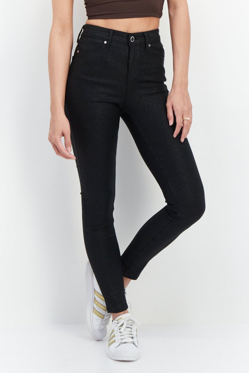 GUESS Women Slim Fit Skinny Shimmer Jeans Pants, Black - Image 1
