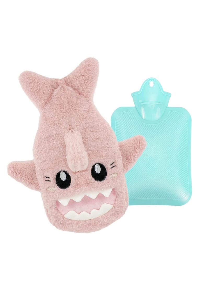 SYOSI Hot Water Bottle with Plush Soft Cover 1 Litre Hot Water Bag Natural Rubber for Neck Shoulder Back Pain Relief Hot Compress and Cold Therapy  - Image 1