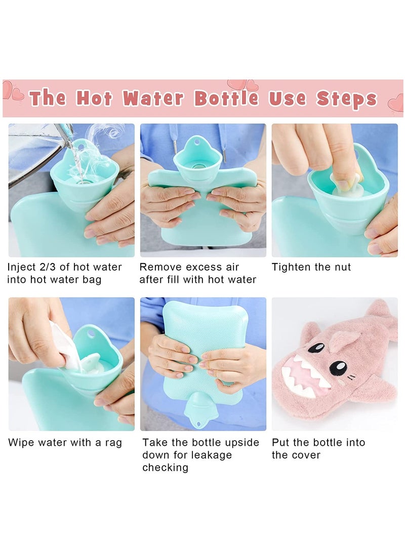 SYOSI Hot Water Bottle with Plush Soft Cover 1 Litre Hot Water Bag Natural Rubber for Neck Shoulder Back Pain Relief Hot Compress and Cold Therapy  - Image 2