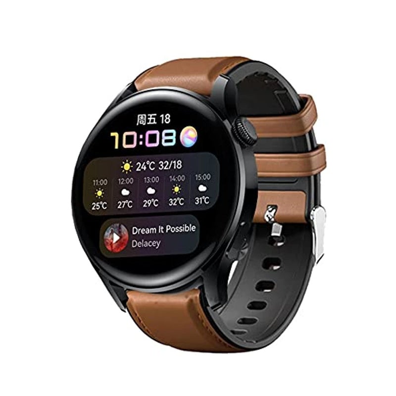 Dado حزام هجين من الجلد السيليكوني متوافق مع هواوي GT5 برو/GT4/GT3/GT2/ساعة 3/4/ألتيميت 46–48 مم – حزام سريع الإطلاق - Image 1