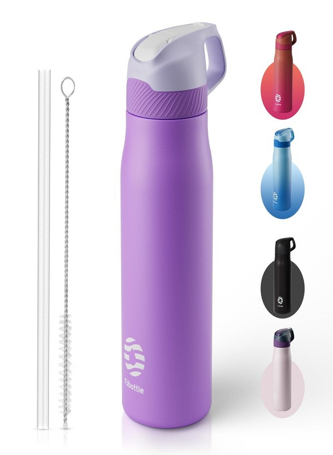 FJbottle Insulated Water Bottle with Straw Lid, 24 oz Double Wall Vacuum Stainless Steel Sports Water Bottle For Women Men, BPA-free, Keep Hot & Cold Water Bottle For School Travel Gym - Image 1