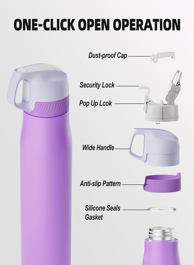 FJbottle Insulated Water Bottle with Straw Lid, 24 oz Double Wall Vacuum Stainless Steel Sports Water Bottle For Women Men, BPA-free, Keep Hot & Cold Water Bottle For School Travel Gym - Image 2