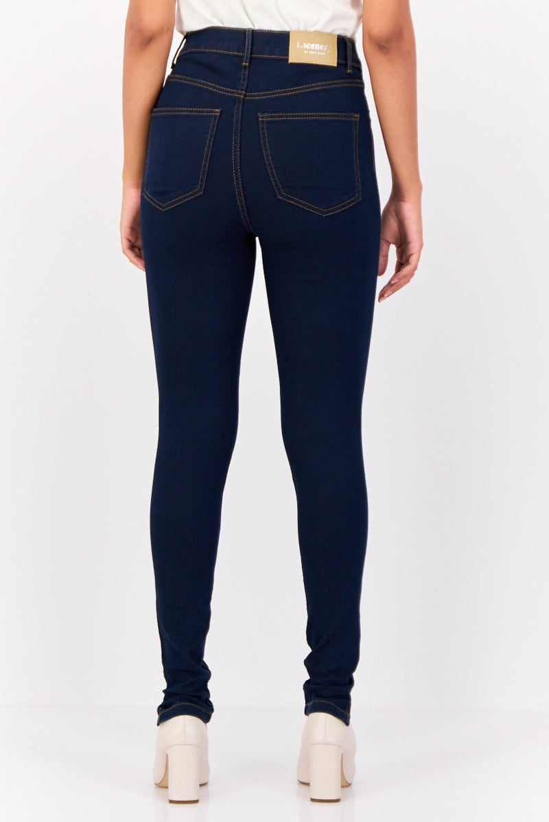VERO MODA I,Scenery By Vero Moda Women Skinny Fit Solid Stretchable Jeans, Navy  - Image 3