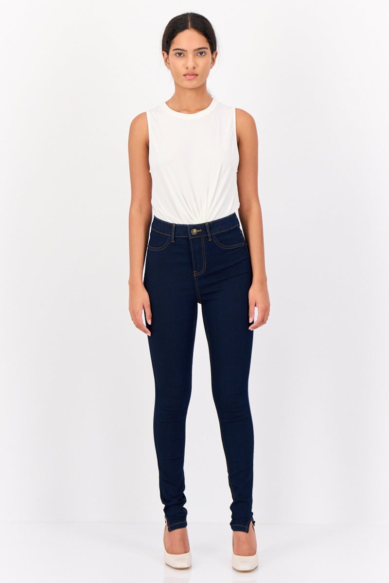 VERO MODA I,Scenery By Vero Moda Women Skinny Fit Solid Stretchable Jeans, Navy - Image 4