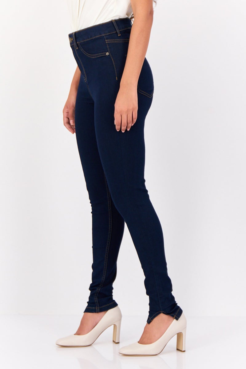 VERO MODA I,Scenery By Vero Moda Women Skinny Fit Solid Stretchable Jeans, Navy - Image 2