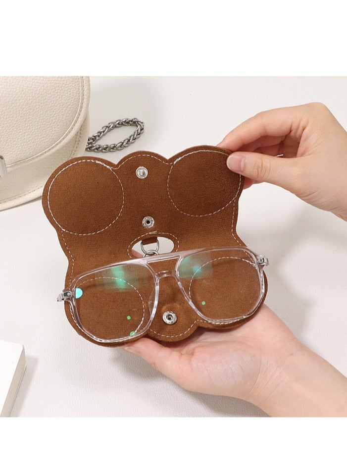 Soft Leather Glasses Bag Portable Eyeglasses and Sunglasses Case Glasses Clips with Strap - Image 2