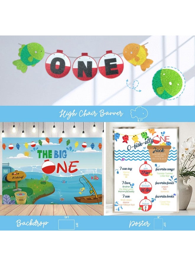 Hombae Ofishally One Birthday Decorations, Gone Fishing 1st Party Decorations Backdrop, The Big One Backdrop Balloon Photo Highchair Banner Box Cutout Crown Poster for First Birthday Party Supplies - Image 5