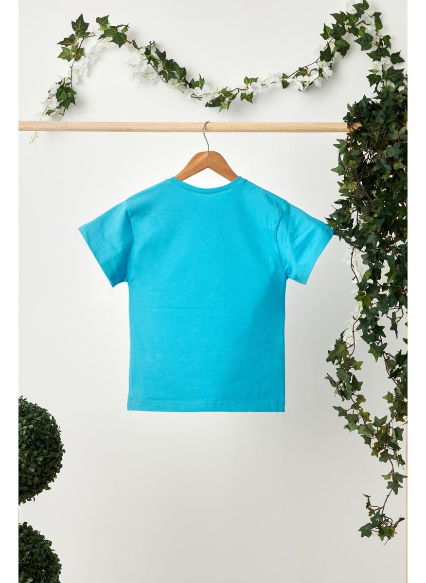 Babygiz Aqua Boy's Short Sleeve Crew Neck Anti-Sweat, Comfortable Cotton Combed Cotton T-Shirt  - Image 2