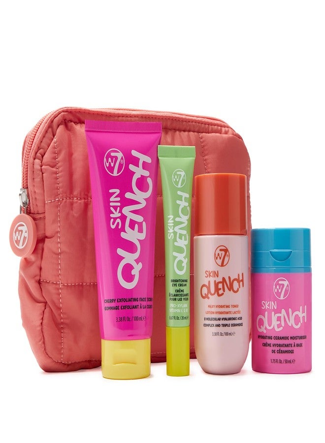 دبليو 7 مجموعة W7 Skin Quench للعناية بالبشرة - مرطب سيراميد، كريم للعين، مقشر للوجه بالكرز، تونر حليبي، وحقيبة غسيل قابلة لإعادة الاستخدام - روتين ترطيب الوجه - Image 1