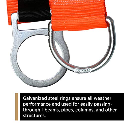 AFP 4’ Cross Arm Strap Premium Heavy-Duty Pass-Through Double Steel Ring, Safety Fall Protection Anchorage Connector (OSHA/ANSI) PPE 1 Pack - Image 3