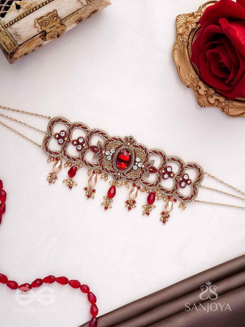 SANJOYA by EVERSTYLISH Embroidered Choker Necklace for Women | Gemstone, Beads & Threadwork Statement Neckpiece | Ethnic Jewelry for Weddings, Festivals & Special Occasions - Image 3