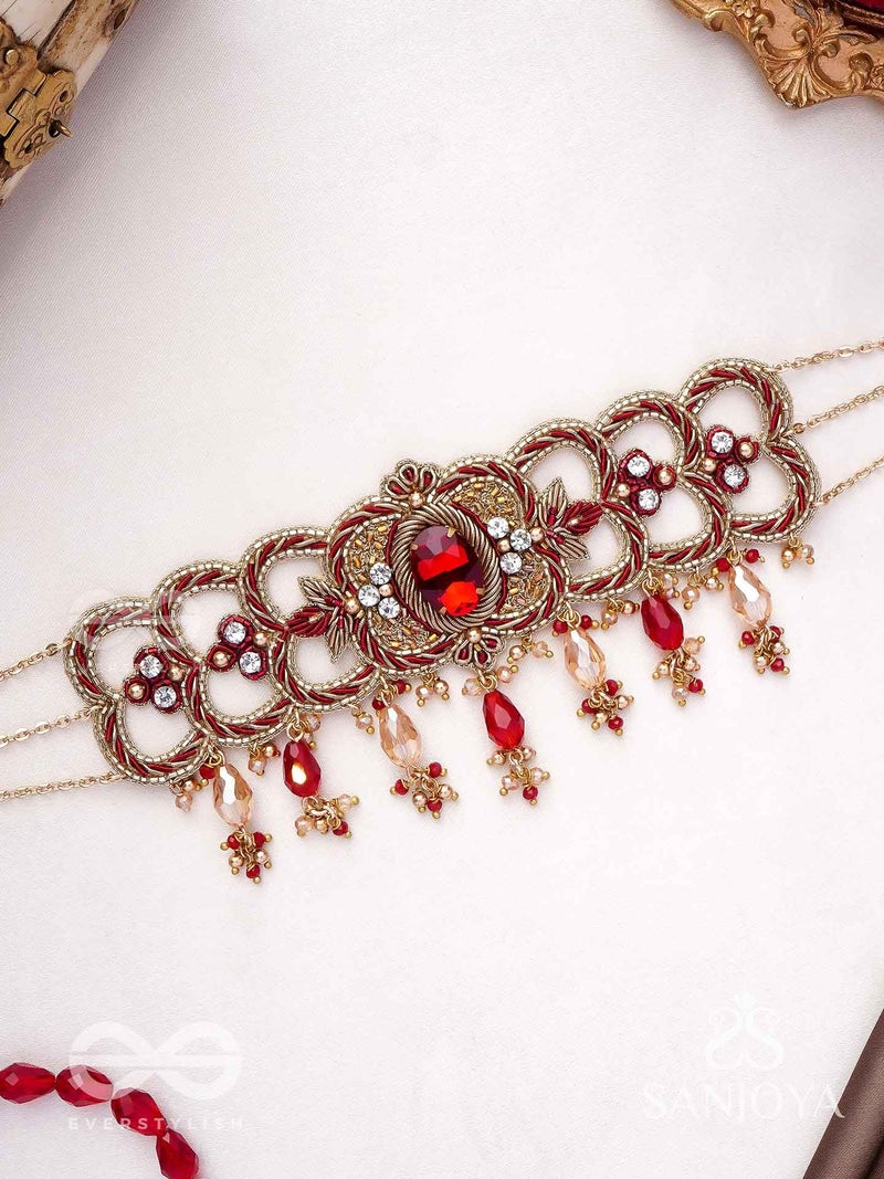 SANJOYA by EVERSTYLISH Embroidered Choker Necklace for Women | Gemstone, Beads & Threadwork Statement Neckpiece | Ethnic Jewelry for Weddings, Festivals & Special Occasions - Image 2