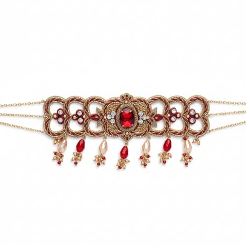 SANJOYA by EVERSTYLISH Embroidered Choker Necklace for Women | Gemstone, Beads & Threadwork Statement Neckpiece | Ethnic Jewelry for Weddings, Festivals & Special Occasions - Image 1