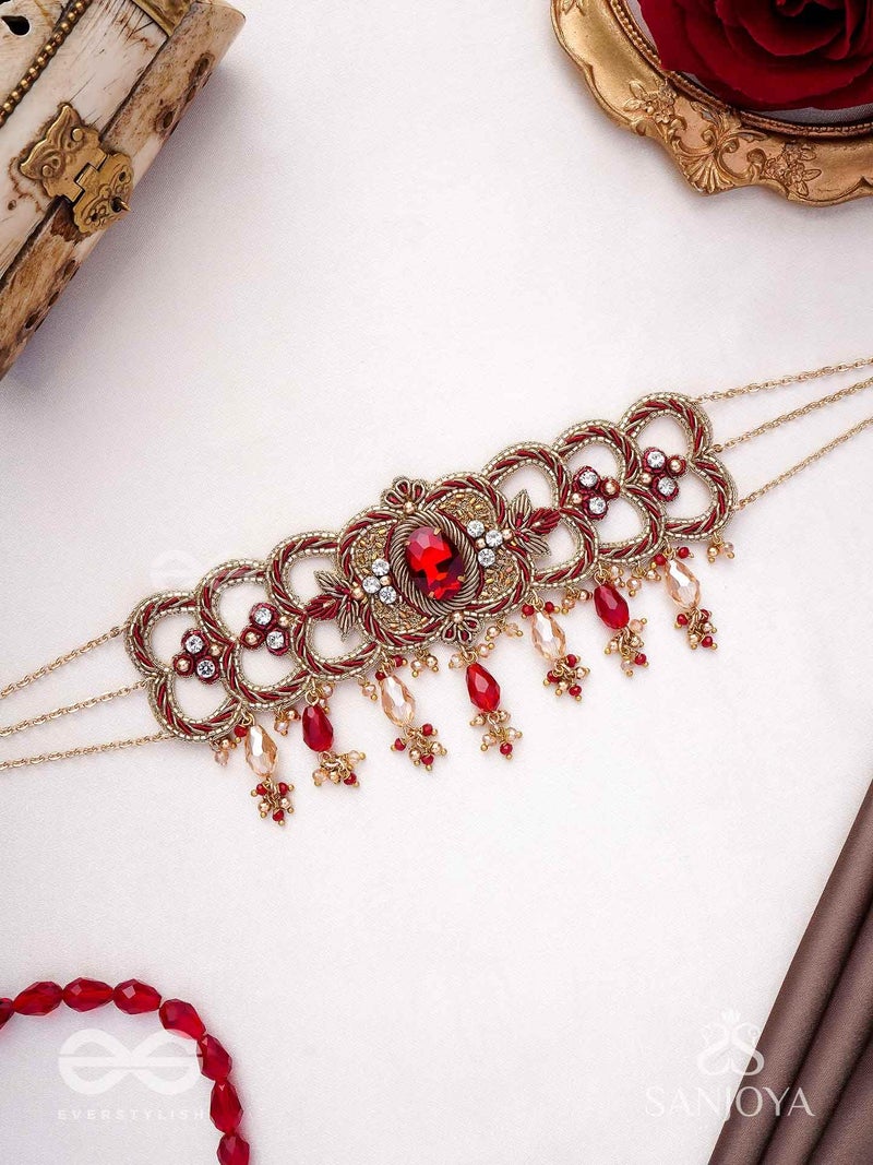 SANJOYA by EVERSTYLISH Embroidered Choker Necklace for Women | Gemstone, Beads & Threadwork Statement Neckpiece | Ethnic Jewelry for Weddings, Festivals & Special Occasions - Image 4