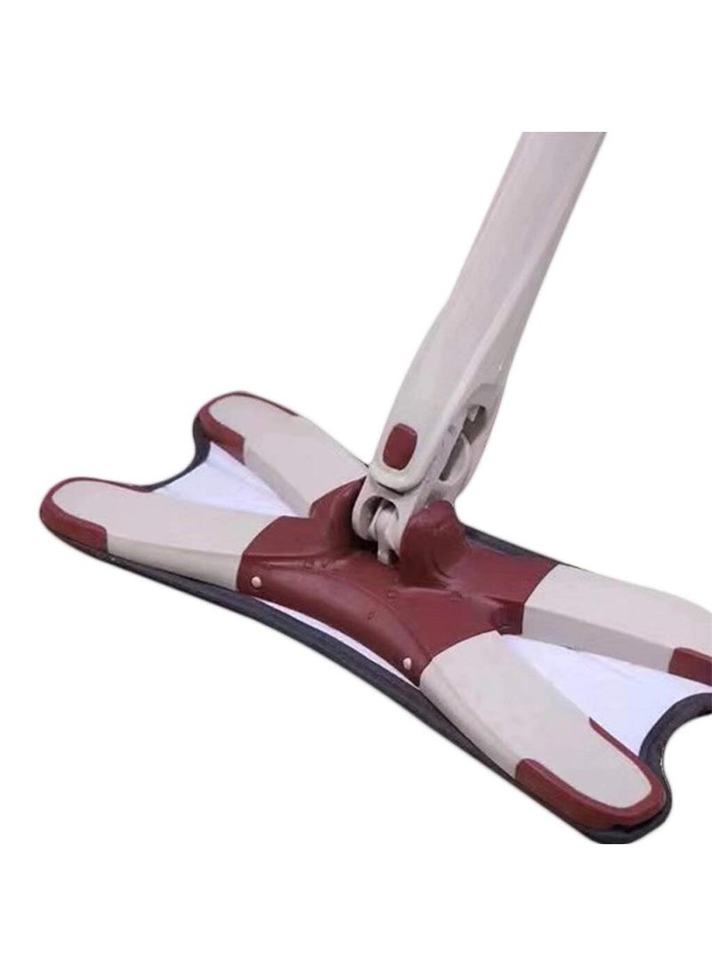 TOPHAVEN TOPHAVEN X-Type Imitation Hand Screw a Flat Easy Self-Wringing Flipping Microfiber Floor Mop (37x15 Cm, Dark Red, Coffee)  - Image 1