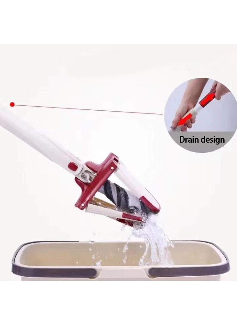 TOPHAVEN TOPHAVEN X-Type Imitation Hand Screw a Flat Easy Self-Wringing Flipping Microfiber Floor Mop (37x15 Cm, Dark Red, Coffee)  - Image 2