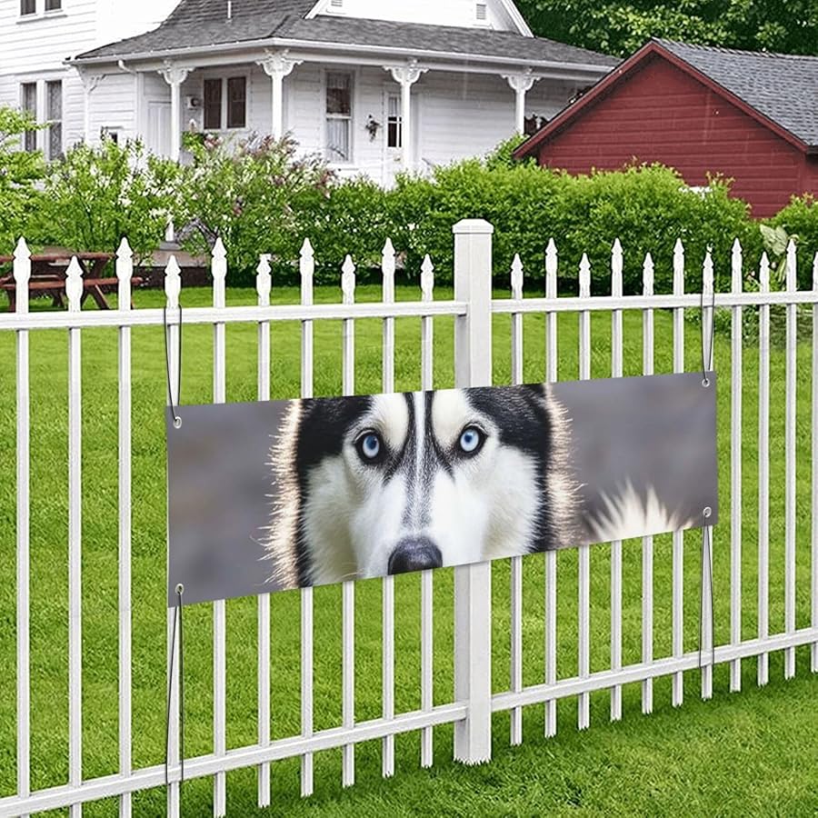 Husky Dog Happy Birthday Banner Personalized Tapestry Wall Art Backdrop Large 47x12 Inch