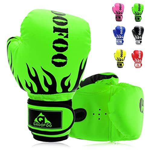 GROOFOO Kids Boxing Gloves 4oz Punching Gloves for Kids Youth Traning Gloves for Punching Bag Kickboxing Sparring Muay Thai MMA Fight Gloves - Image 1