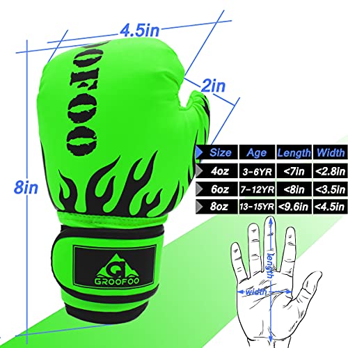 GROOFOO Kids Boxing Gloves 4oz Punching Gloves for Kids Youth Traning Gloves for Punching Bag Kickboxing Sparring Muay Thai MMA Fight Gloves - Image 3