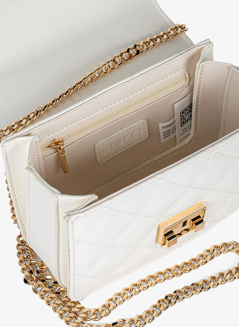 Vincci Beige Women Quilted Shoulder Bag With Chain for Women | Best Price UAE