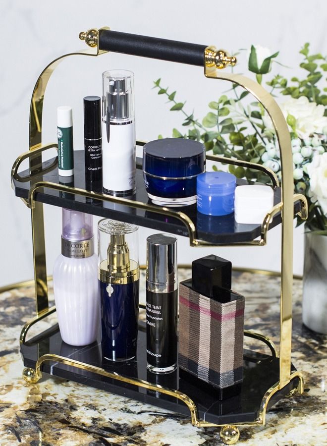 XIANGYU 2-Tier Decorative Marble Cosmetics Organizer And Cake Serving Stand For Home Hotel Restaurant - Image 4