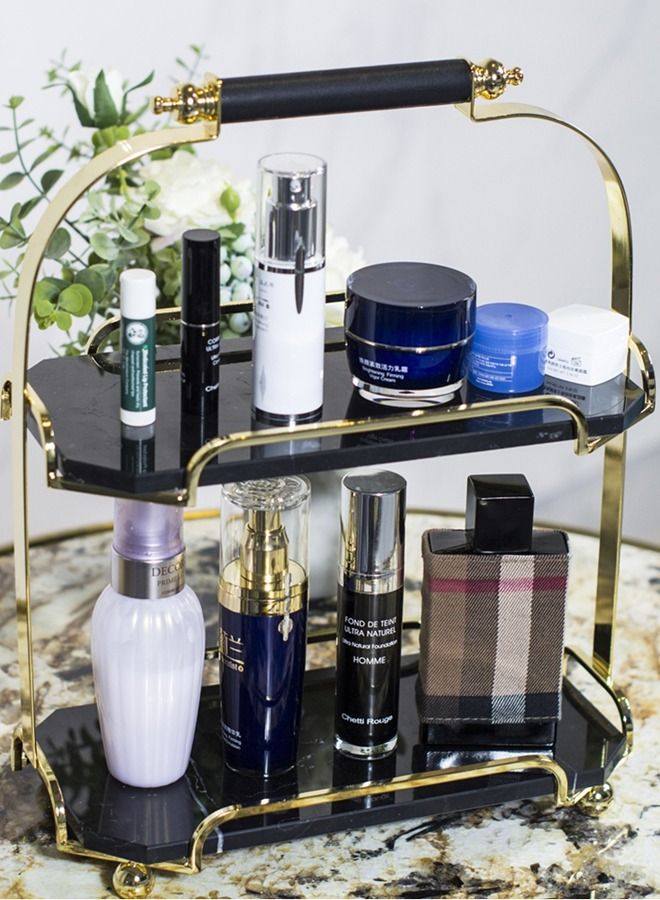 XIANGYU 2-Tier Decorative Marble Cosmetics Organizer And Cake Serving Stand For Home Hotel Restaurant - Image 5