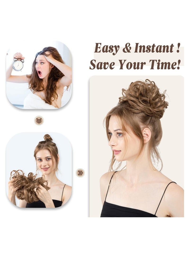 Estelle 1 PCS Messy Hair Bun Extensions Black Brown Wavy Curly Synthetic Ponytail Hairpiece Thick Updo Large Fake Hair Bun Scrunchies for Women Girls Kids (Natural Black) - Image 5