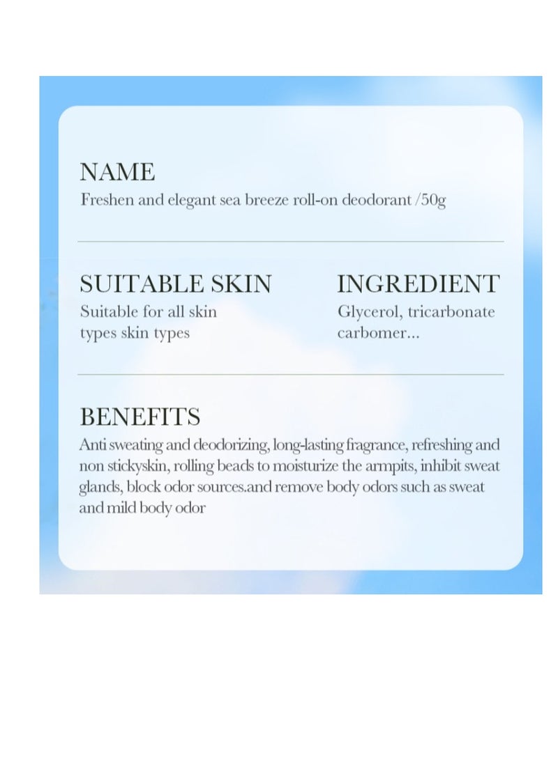 FAYANKOU 1 Pack Frshen And Elegant Sea Breeze Essence  Deodroant Roll -On  50g - Image 4