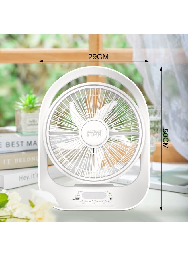 ويننج ستار مروحة , 12 بوصة , شفرة خماسية , قابلة لإعادة الشحن , شاشة ديجيتال , سرعتان , بطارية 6 فولت , 18 واط , ابيض , ST-4056 - Image 4