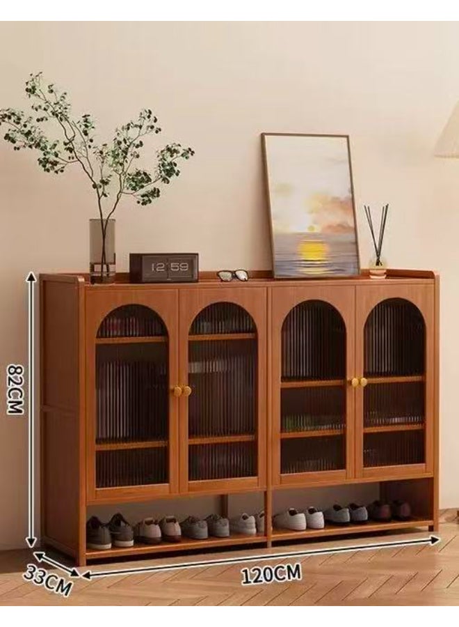 BEST ONE Practical and Stylish Shoe Storage Cabinet Ideal for Maintaining an Organized, Neat, and Attractive Living Space 120x33x82cm Brown 4 Door 6 Layer - Image 2
