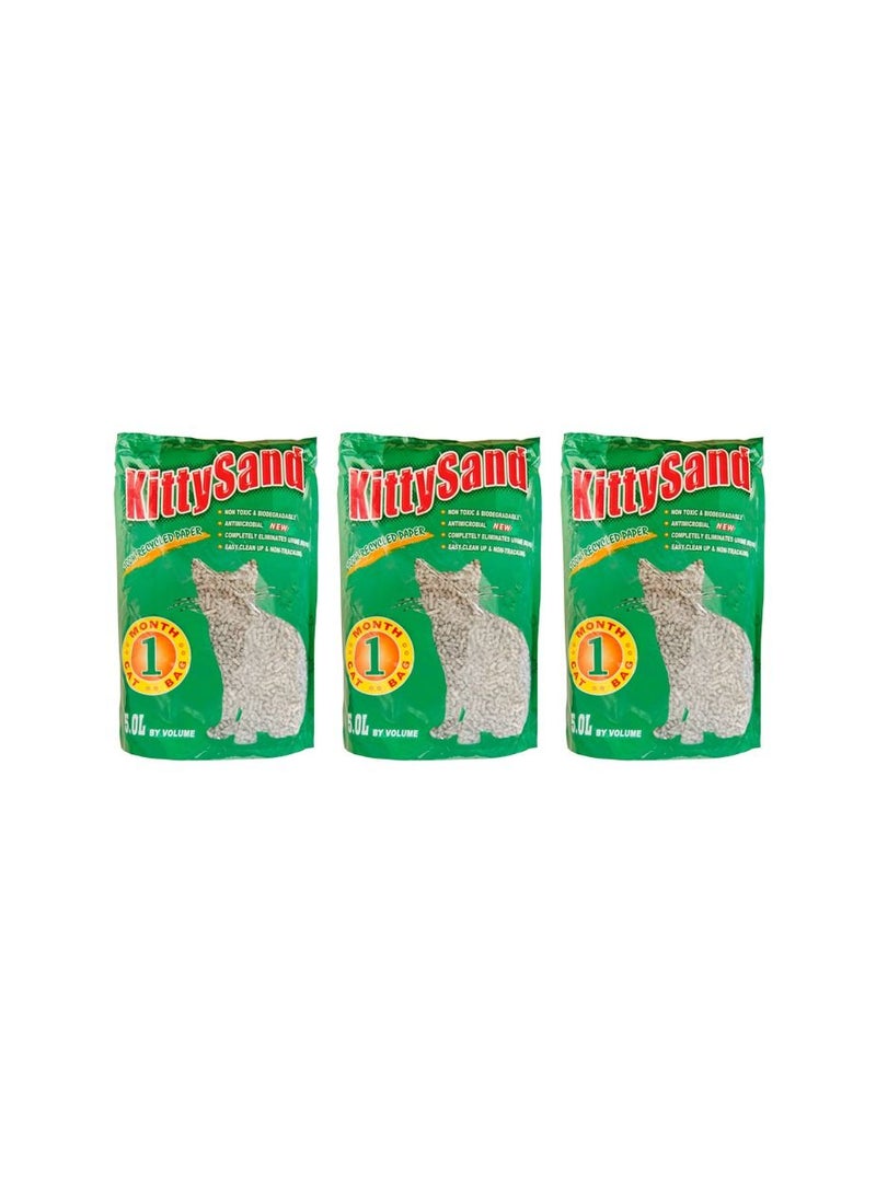 Kitty Sand 100% Recycled Paper Litter Pellets, Biodegradable, Odour Control, Dust Free, Non Clumping Litter Pellets for Cats, Rabbits and Hamsters - Pack of 3 - Image 1