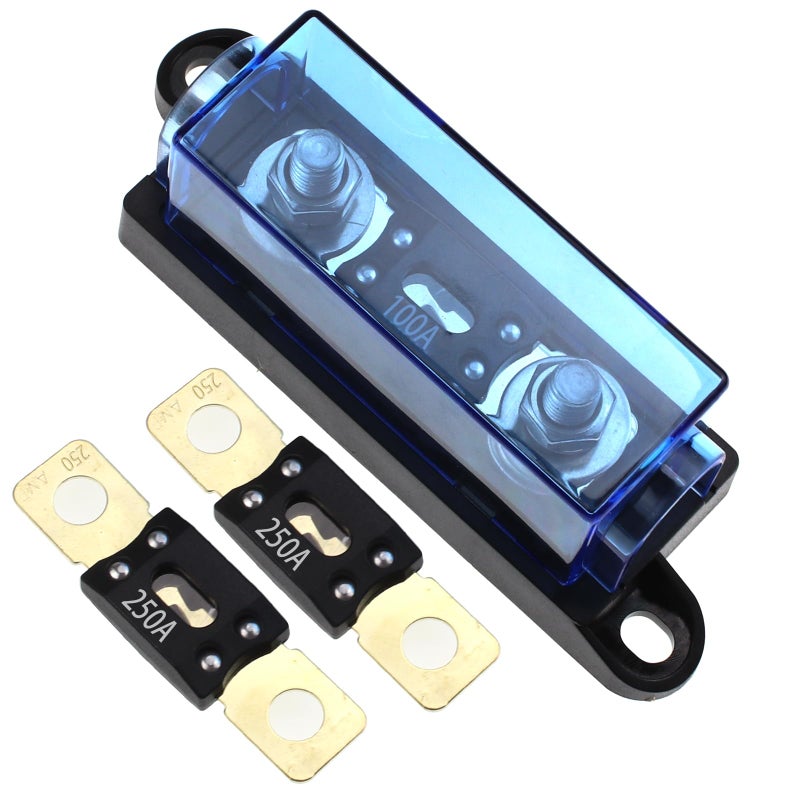 Generic VOZINMOST 1-Way AMG Mega Fuse Holder 100A with 2 Pcs ANM Bolt-on Fuse 250A for Cars, Boat, Vehicles  - Image 1