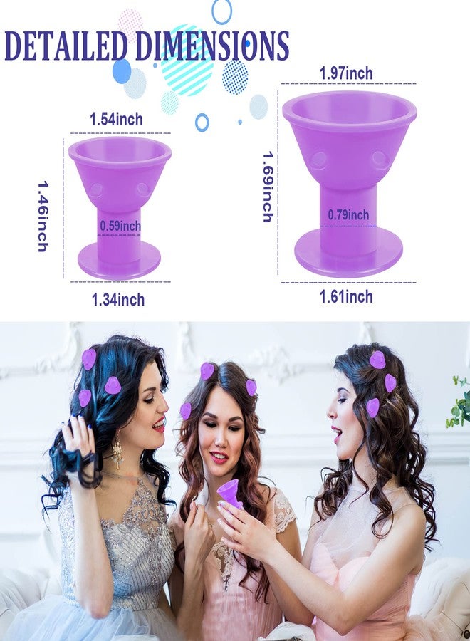 JULBEAR Hair Rollers, 60 Pcs Purple Silicone Curlers Including 30pcs Large 30pcs Small Overnight Heatless Curling Rod Headband with 2 Combs for Women Girls' Long and Short Hair - Image 2