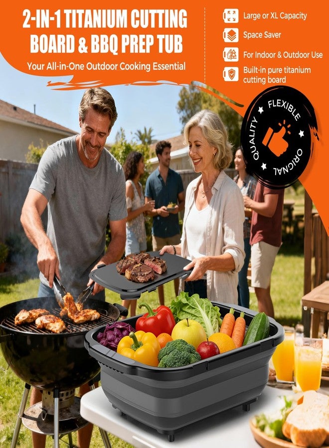 sufkodu Collapsible BBQ Prep Tubs with Titanium Cutting Board, Large-Capacity（5.3Gal/20L）Foldable Cutting Board, with Locking Lid, Strong Sealing and Leak-Proof Design. Suitable for Kitchen and Outdoor. - Image 2