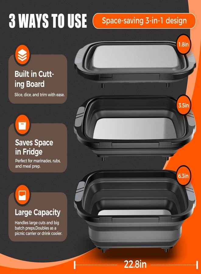 sufkodu Collapsible BBQ Prep Tubs with Titanium Cutting Board, Large-Capacity（5.3Gal/20L）Foldable Cutting Board, with Locking Lid, Strong Sealing and Leak-Proof Design. Suitable for Kitchen and Outdoor. - Image 3