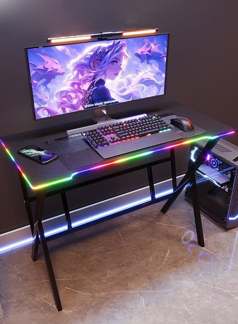 Generic Gaming Computer Desk with LED Strip, 140cm – LED Strip, Steel Frame, Large Ergonomic Desktop, Cable Management (140cm*60cm)  - Image 4