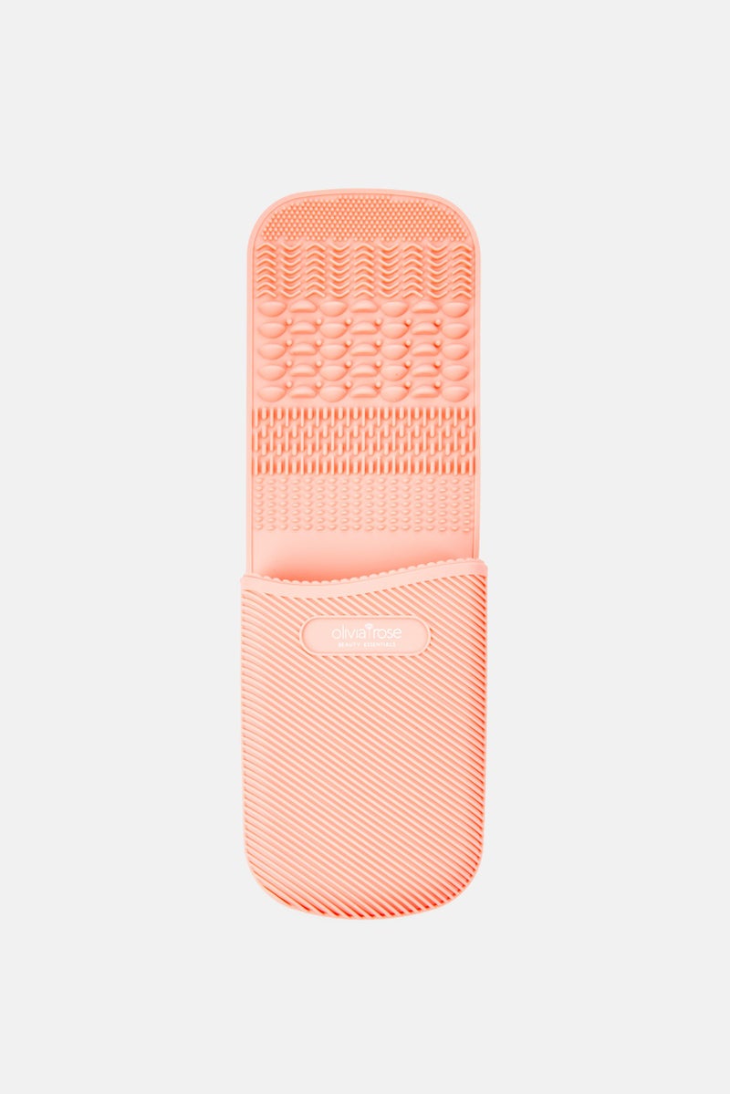Olivia Rose Makeup Cleaning Pad And Brush Holder, Orange - Image 2