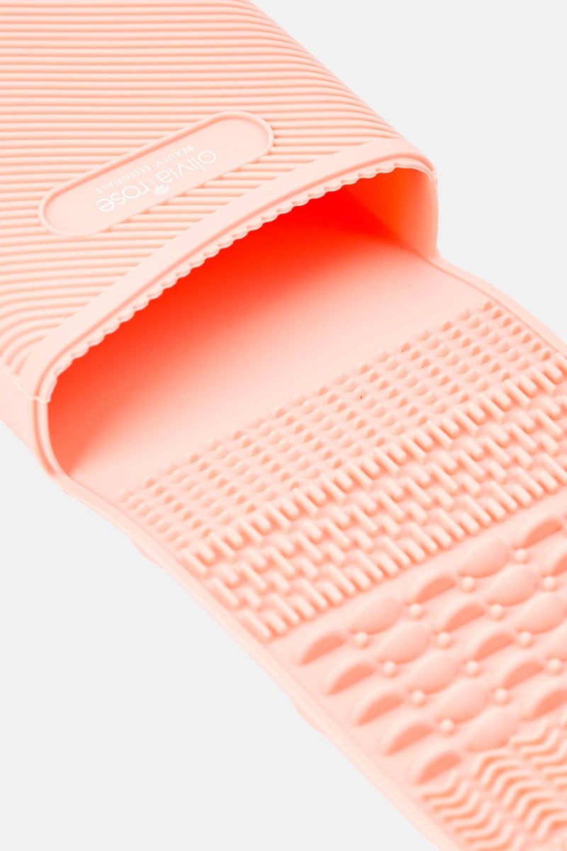 Olivia Rose Makeup Cleaning Pad And Brush Holder, Orange - Image 4