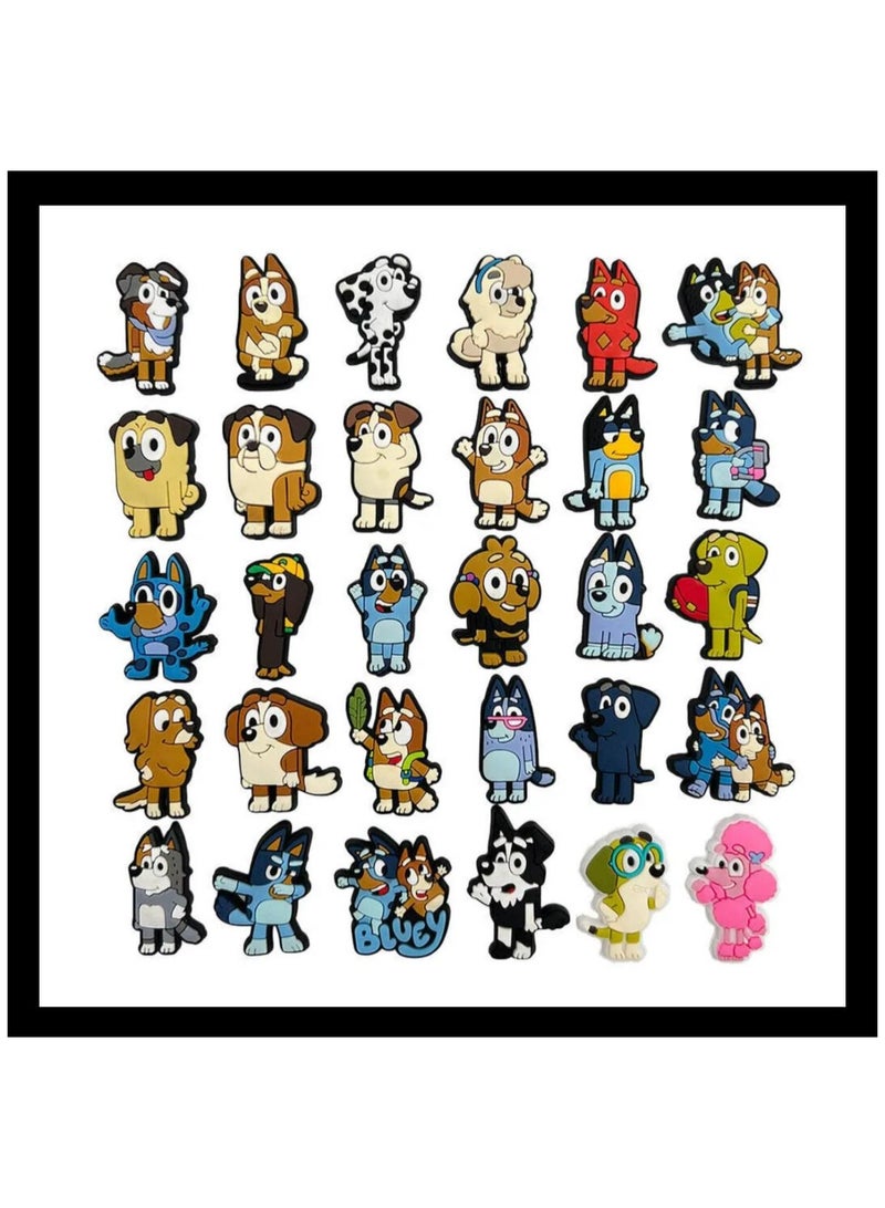 JOLLITY LLC Bluèy Dog Croc Charms Shoe Fits for Clog Sandals Decoration with Wristband Bracelet Rubber No Gemstone 30 pcs - Image 1