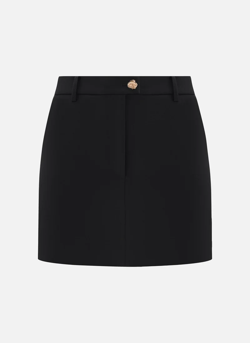 Lichi Straight mini skirt with flower buttons