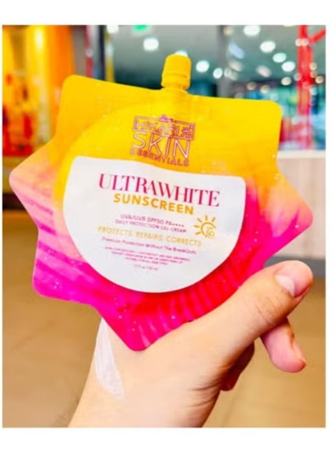 هيكاري 2PCS واقي الشمس هايكاري سكين إيسينشالز أولترا وايت - تبييض وحماية من الشمس 2 في 1، SPF50 تركيبة خفيفة الوزن وفائقة الامتصاص، جل مرطب، يمتص بسرعة، مقاوم للماء، 50 مل/علبة - Image 4