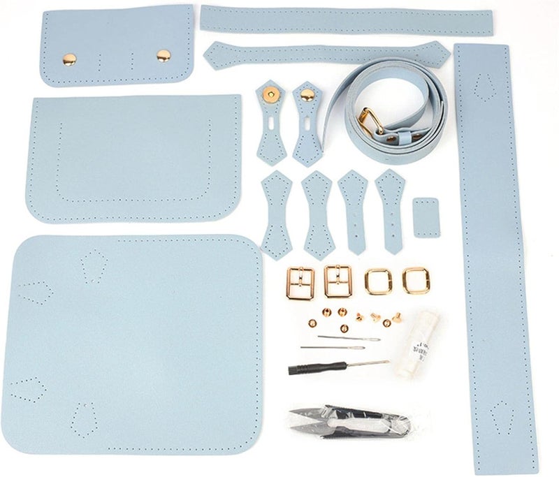 klarako DIY Leather Craft Bag Making Tool Kit, Knitting Crochet Bag Sewing Material Handmade Bag Purse Making Shoulder Bags All Accessories  Blue - Image 1
