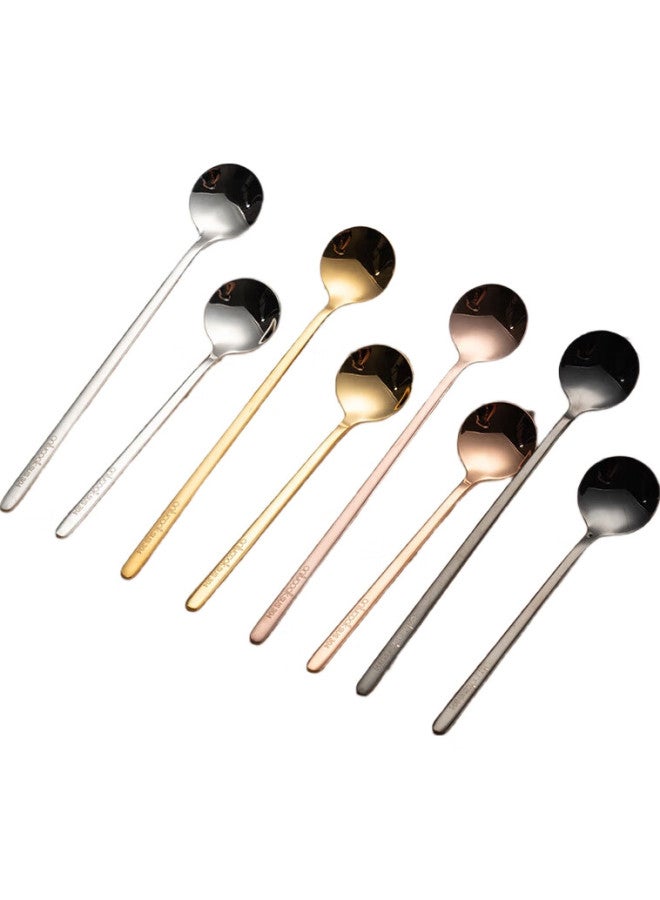 Onlycook 304 Stainless Steel Long-Handled Mixing Spoon, Coffee Spoon, Seasoning Spoon, Ice Spoon, Dessert Honey Spoon, Original Color 24Cm - Image 2