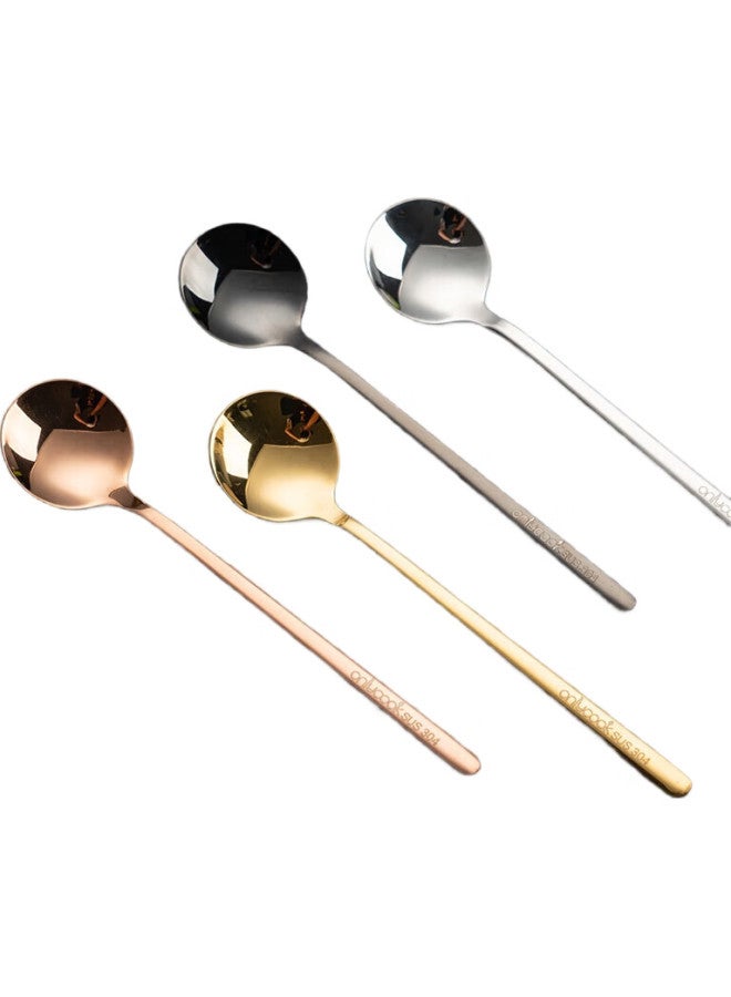 Onlycook 304 Stainless Steel Long-Handled Mixing Spoon, Coffee Spoon, Seasoning Spoon, Ice Spoon, Dessert Honey Spoon, Original Color 24Cm - Image 3