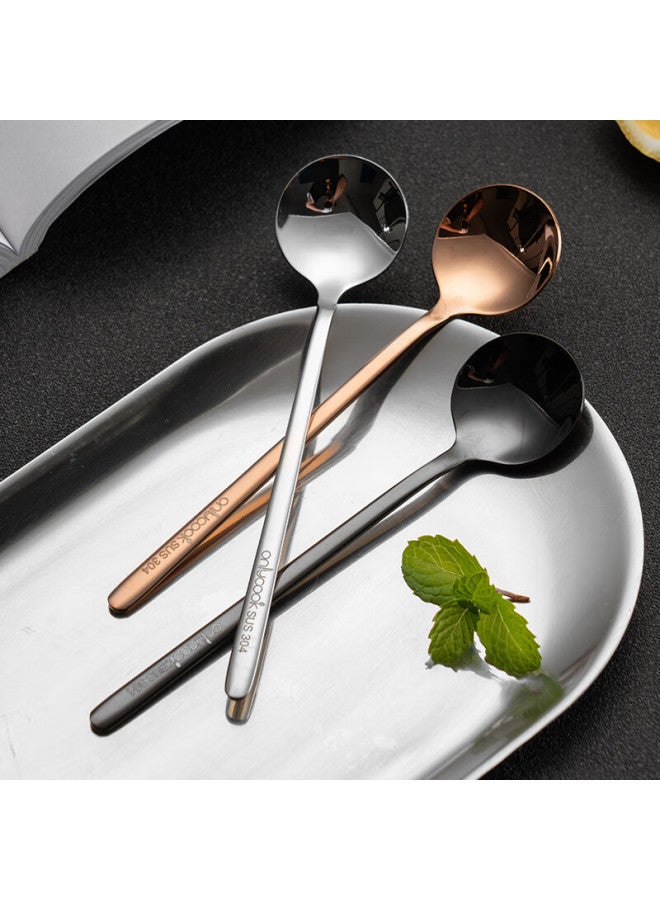 Onlycook 304 Stainless Steel Long-handled Mixing Spoon, Coffee Spoon, Seasoning Spoon, Ice Spoon, Dessert Honey Spoon, Original Color 24cm - Image 4